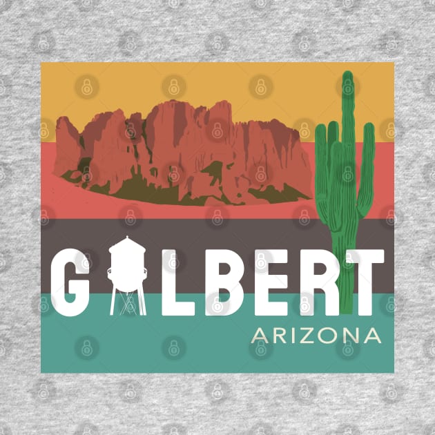 Gilbert Arizona Water Tower Cactus Superstition Mountains by Hevding